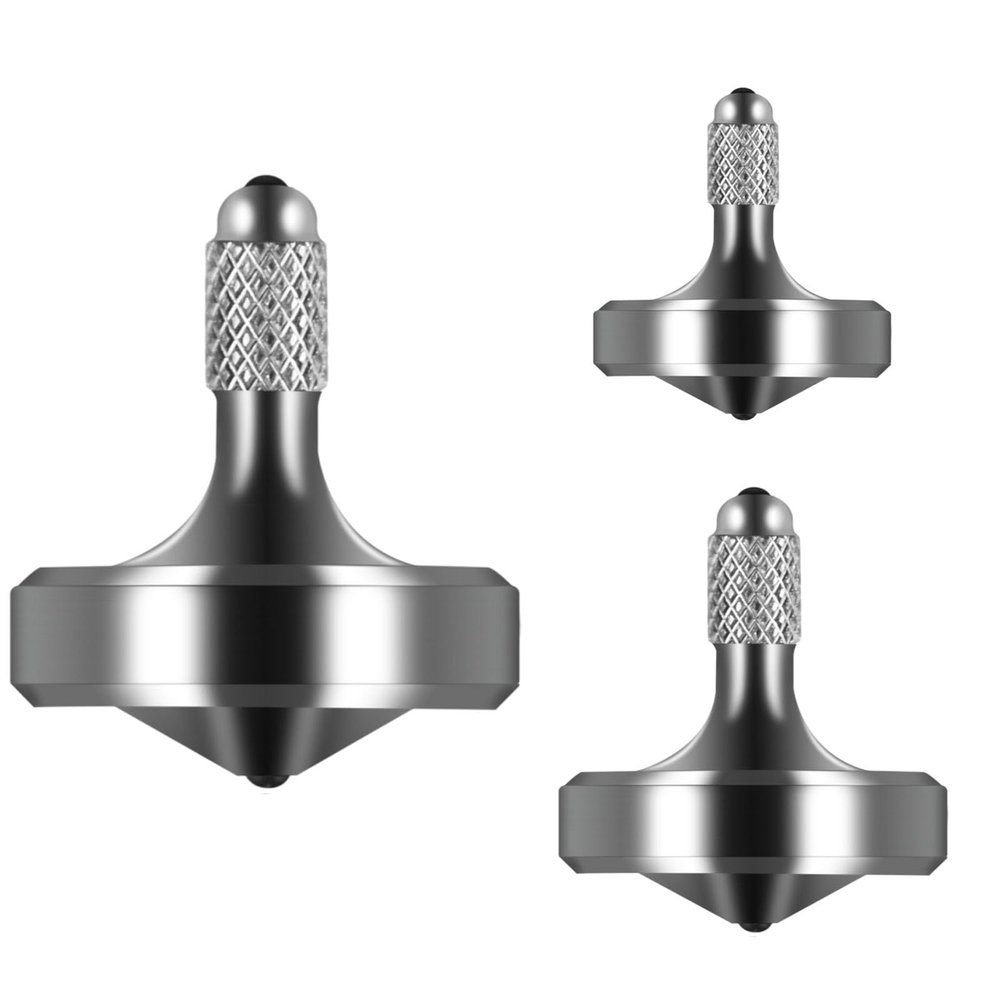 CHEETOP Exquisite Metal Spinning Top, Nicely Machined Stainless Steel Fidget Toy, Perfect Balance Spin Time for Over 9 Mins, Waste Time Efficiently, Easy to Work (Silver, 3PCS Large+Medium+Small)