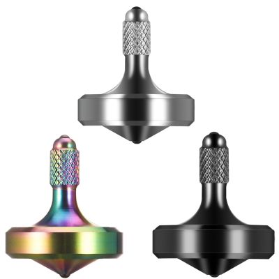 CHEETOP Exquisite Metal Spinning Top, Nicely Machined Stainless Steel Fidget Toy, Perfect Balance Spin Time for Over 9 Mins, Waste Time Efficiently, Easy to Work (Large, 3PCS Black+Silver+Iridescent)