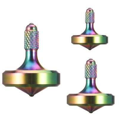 Exquisite Metal Spinning Top, Nicely Machined Stainless Steel Fidget Toy, Perfect Balance Spin Time for Over 8 Mins, Waste Time Efficiently, Easy to Work (Iridescent, 3PCS Large+Medium+Small)