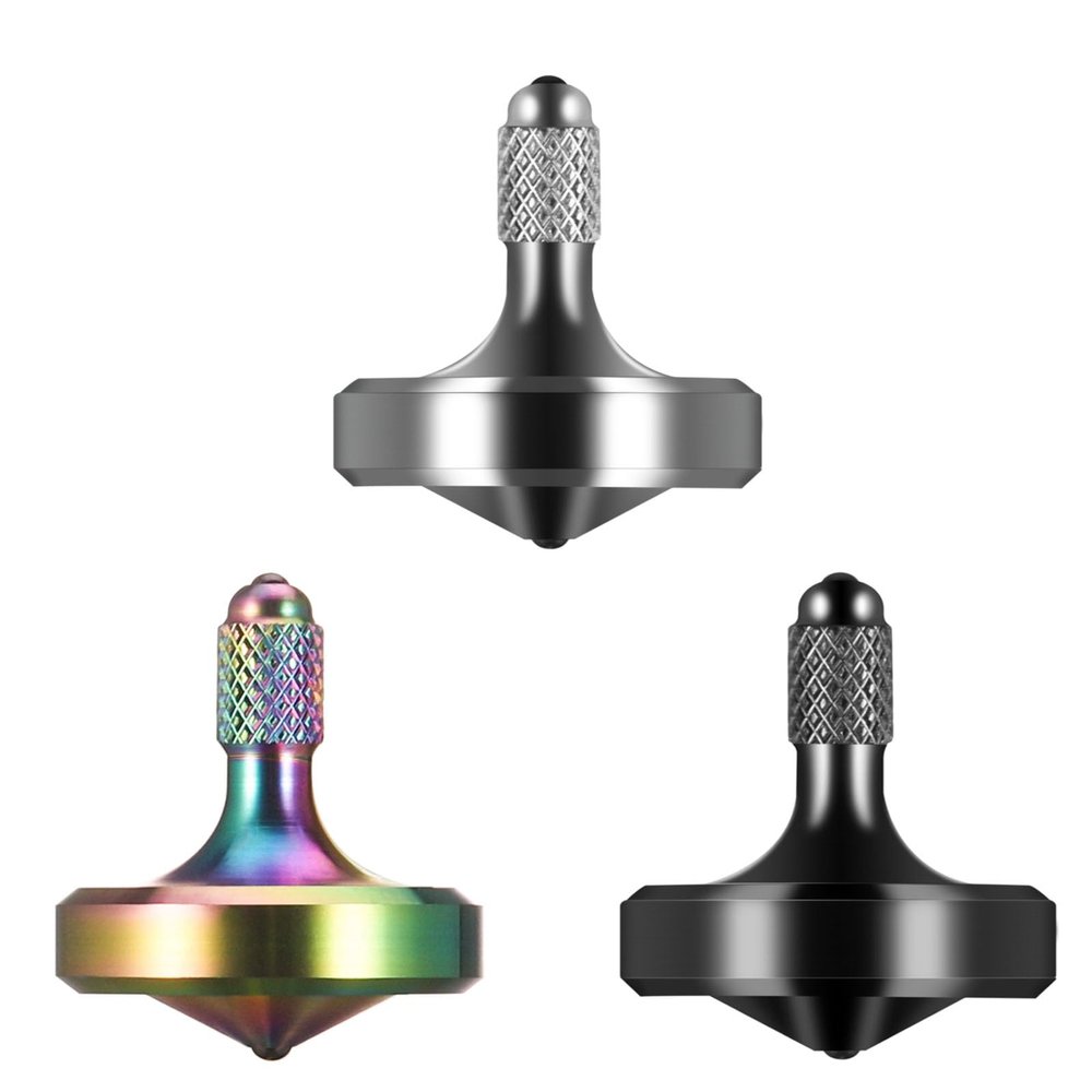 Exquisite Metal Spinning Top, Nicely Machined Stainless Steel Fidget Toy, Perfect Balance Spin Time for Over 9 Mins, Waste Time Efficiently, Easy to Work (Medium, 3PCS Black+Silver+Iridescent)