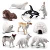 10 PCS Arctic Animals Figures, Polar Animals Figurines for Diorama School Project, Arctic Tundra Animal Toys Set with Polar Bear Deer Arcitc Fox Wolf view 1