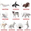 10 PCS Arctic Animals Figures, Polar Animals Figurines for Diorama School Project, Arctic Tundra Animal Toys Set with Polar Bear Deer Arcitc Fox Wolf view 2