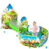 3PC Dinosaur Play Tents for Boys, Kids Play Tent with Ball Pit, Crawl Tunnel, Castle Tent for Toddlers, Baby Dinosaur World Playhouse Toys view 1