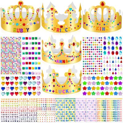 MGZTTHW Gold Paper Crowns, 35pcs Diy Birthday King Crowns Craft to Decorate, Paper Prince Princess Crown Hats for Back to School Classroom