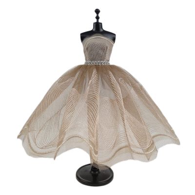 Fashion Tutu Ballet Dress for 11.5" Doll Clothes Outfits 1/6 Dolls Accessories Rhinestone 3-Layer Skirt Ball Party Gown (Khaki)