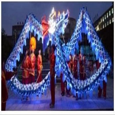 OLOTU Dance Lion 7.9m (25.9 Ft) Dragon Dance with Led Light Chinese New Year Silk Dragon Outdoor Sports Dragon Fitness Ribbon for 8 Play Perfect Lifelike