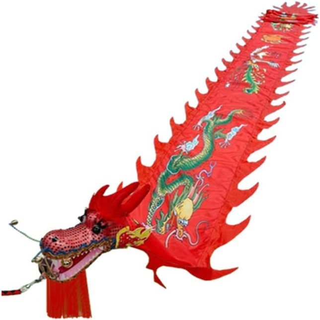 OLOTU Dance Lion Outdoor Dragon Fitness Ribbon Extra Long 3D Colorful Washable Dragon Dance with 3D Dragon Head for Kids and Aldult Perfect Lifelike
