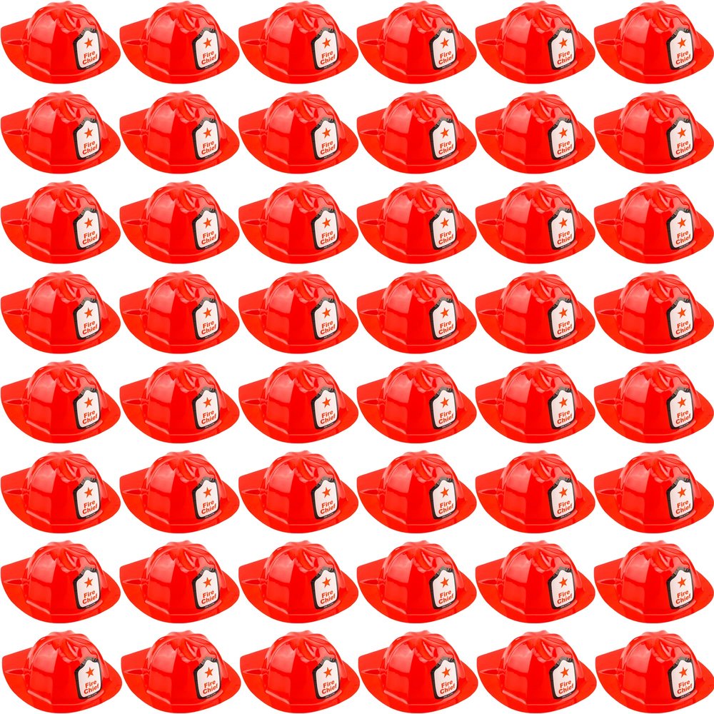 Cotiny 48 Pack Kids Fire Helmet Cosplay Hats for Firefighter Party Dress Up Halloween