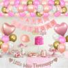 Balterever 3rd Birthday Decorations for Girls Pink Rose Gold for Girls Little Miss Threenager Birthday Decorations Little Miss Threenager Cake Cupcake Toppers Banner view 2