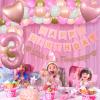 Balterever 3rd Birthday Decorations for Girls Pink Rose Gold for Girls Little Miss Threenager Birthday Decorations Little Miss Threenager Cake Cupcake Toppers Banner view 3