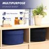 Sea Team Round Cotton Rope Storage Basket with Lid, Lidded Woven Storage Bin, Nursery Storage Container, Diaper Caddy, Baby Shower Basket, Box, Organizer, 11.8 x 11.8 x 6.7 Inches (Medium, Navy Blue) view 2