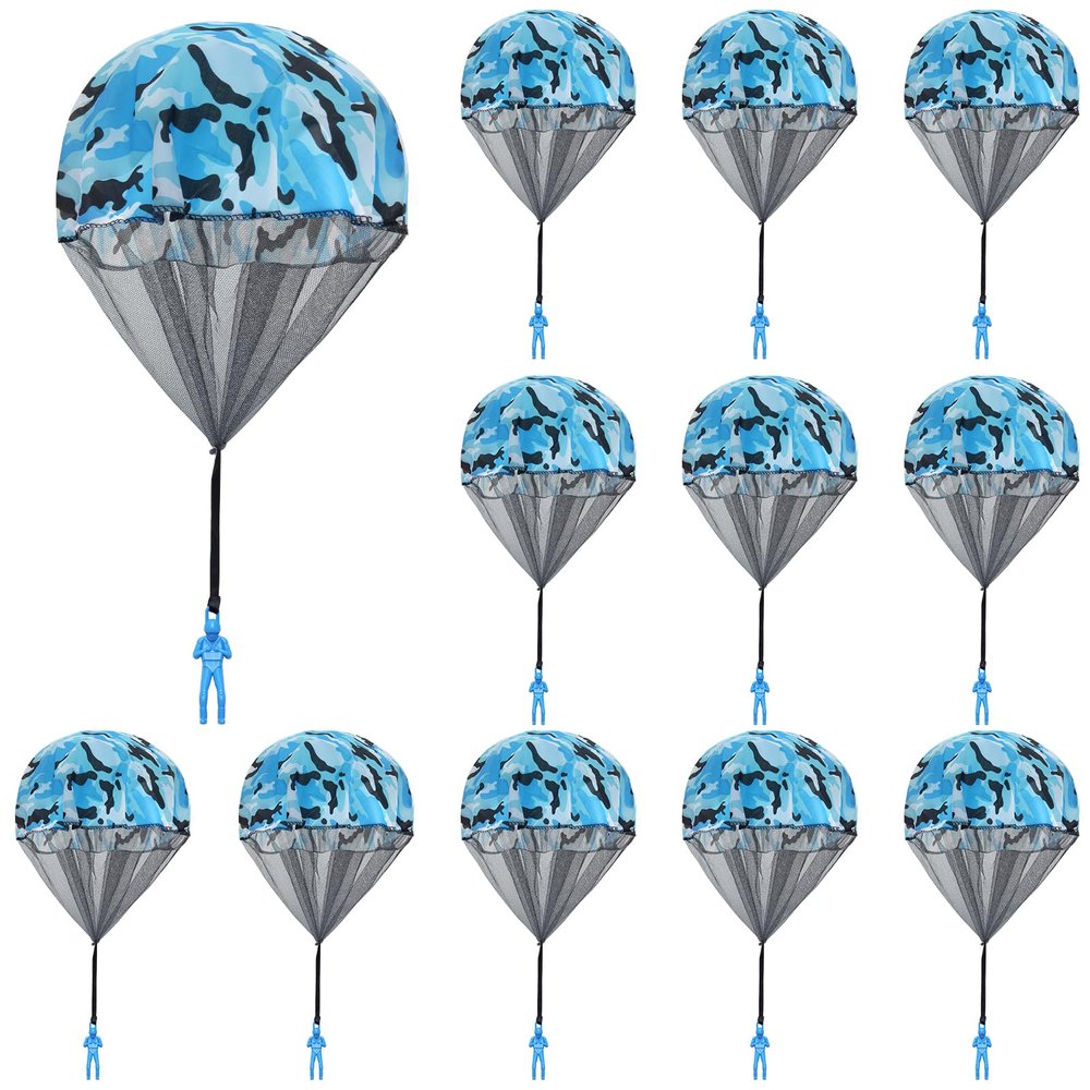 Catcan 12 Pcs Parachute Toy, Camo Parachute Men Tangle Free Throw Outdoor Flying Paratrooper Toy No Battery nor Assembly Required