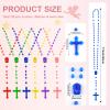 SHAOQINLIN 120 Pcs Plastic Rosary, 17 Inch Bulk Rosaries Prayer Plastic Rosary Beads Assorted Cross Rosaries Easter Gift Religious Cross 6 Colors view 2