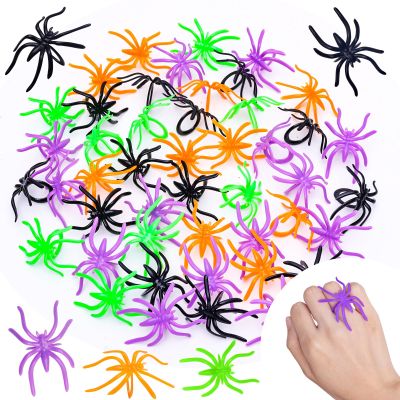 Max Fun 300pcs Halloween Spider Rings for Kids Party Favors 1.96 Plastic Spider Rings Bulk for Kids Costume Accessories Party Decorations Supplier (Multicolor)