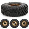 Pilipane 1/10 RC Tire,1.9inch 102mm4pcs Rubber Tire Skin, Plastic/Metal Inflatable Tire Upgrade Spare Parts Accessory with Pump Needle Connection Cable for 1/10 RC Car (Gold BA19202) view 3