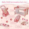 Deluxe Baby Doll Stroller and Crib Furniture Playset, Multi Baby Doll Accessories Set for 18" Dolls, Includes Doll Stroller Swing and Doll Bed Pretend Play for All Dolls - Floral view 2