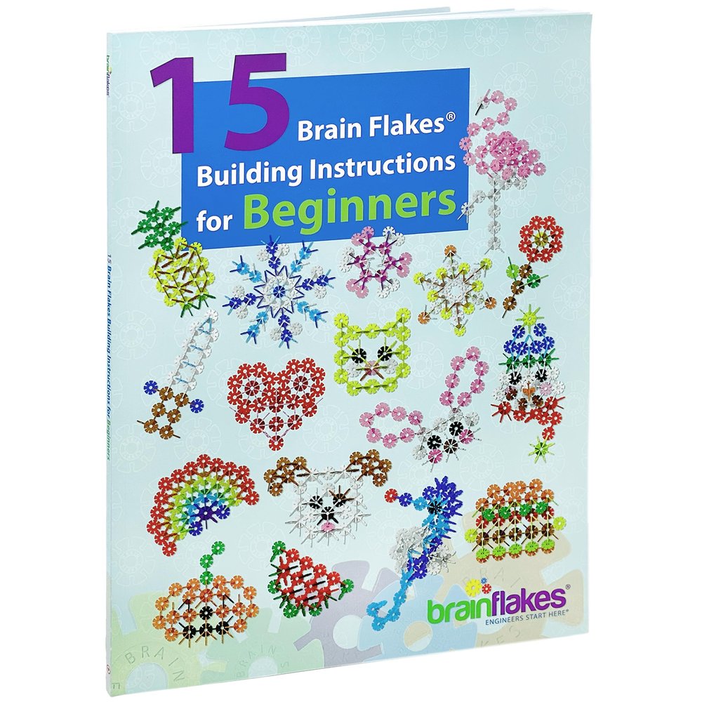 Brain Flakes Building Idea Booklet for Beginners | Large 8.5" x 11" Printed Activity Book with 84 Pages of Step-by-Step Instructions | Easy to Read, Inspires Creativity, Screen Free, for Ages 3+