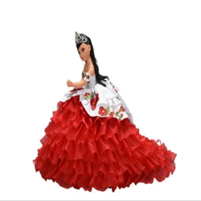 A&C Quinceaeras and More Last Doll Sweet Sixteen Doll Muneca para Quinceanera white red Charro dress Muneca Charra