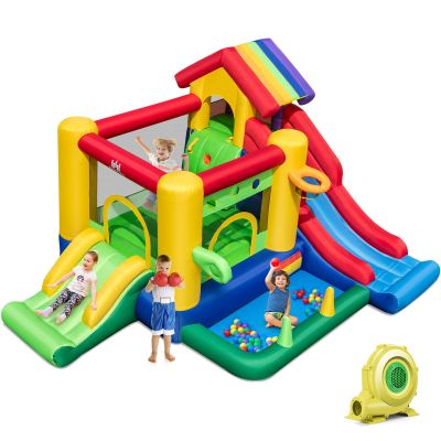 BOUNTECH Inflatable Bounce House with Ball Pit, 7-in-1 Bouncy Castle with Dual Slides for Kids Toddler Aged 3+ Backyard, Kids Bounce House with Blower for Boys Girls Indoor Outdoor Birthday Party Gift