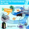 VATOS Track Toys 183 Pcs Shark Race Car Toys for Boys Girls 3 4 5 6 7 9 Year, Bendable Flexible Racetrack Cars with Shark & Ball, Ocean Theme Train Toys, STEM Educational Playset Birthday Gift view 2