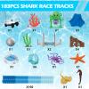 VATOS Track Toys 183 Pcs Shark Race Car Toys for Boys Girls 3 4 5 6 7 9 Year, Bendable Flexible Racetrack Cars with Shark & Ball, Ocean Theme Train Toys, STEM Educational Playset Birthday Gift view 3
