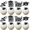 24 Pack 2025 Grad Cupcake Toppers Glitter Class of 2025 Congrats Grad Cap Cake Decoration Cupcake Picks for 2025 Graduation Theme School Party Supplies Black view 1