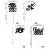24 Pack 2025 Grad Cupcake Toppers Glitter Class of 2025 Congrats Grad Cap Cake Decoration Cupcake Picks for 2025 Graduation Theme School Party Supplies Black view 2