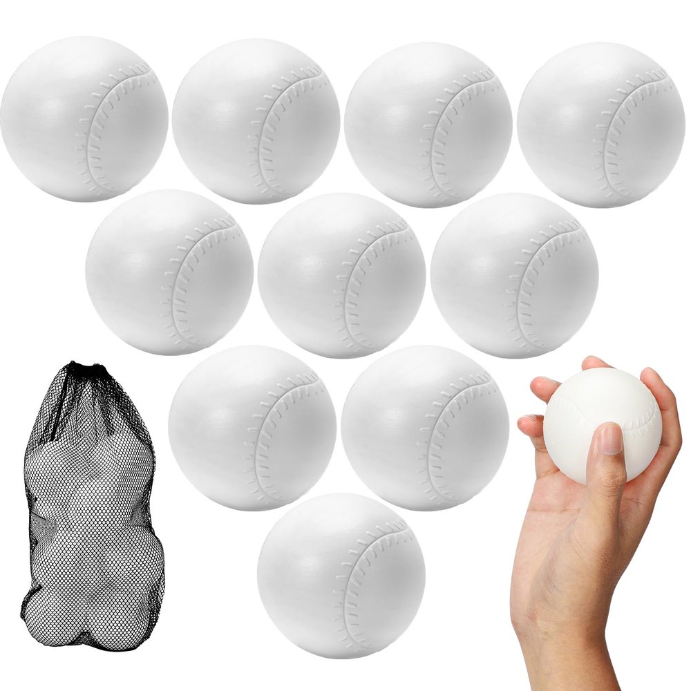 10 PCS Toddler & Little Kids Replacement T Ball Baseball Balls, Plastic Baseballs with Mesh Bag, 3.5-inch Oversized Tballs for Little Tikes Totsports T-Ball Set