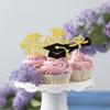 24 Pack 2025 Graduation Cupcake Toppers Glitter Class of 2025 Cupcake Picks Diploma Done Congrats Grad 2025 Cupcake Decorations for 2025 Graduation Theme Party Supplies Gold view 4