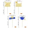 24 Pack 2025 Graduation Cupcake Toppers Glitter Diploma Congrats Grad 2025 Cap Class of 2025 Cupcake Picks 2025 Graduation Theme School Graduate Party Cake Decorations Supplies Gold Blue view 2