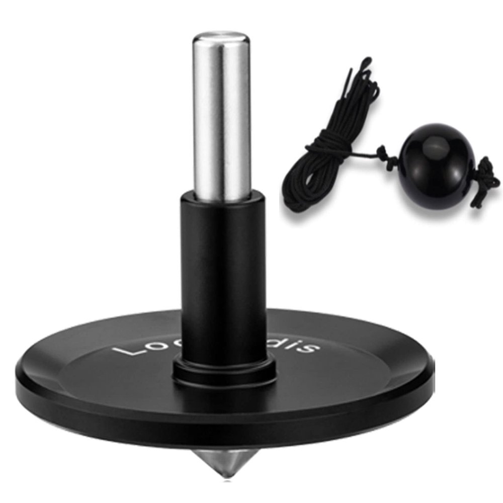 CHEETOP Rope Metal Spinning Top, High Performance Precision Stainless Steel Kill Time Anti-Gravity Perfect Balance Gyroscope, Spins Forever Exceed 10 Minutes Relieve Stress Desktop Toy (Black)