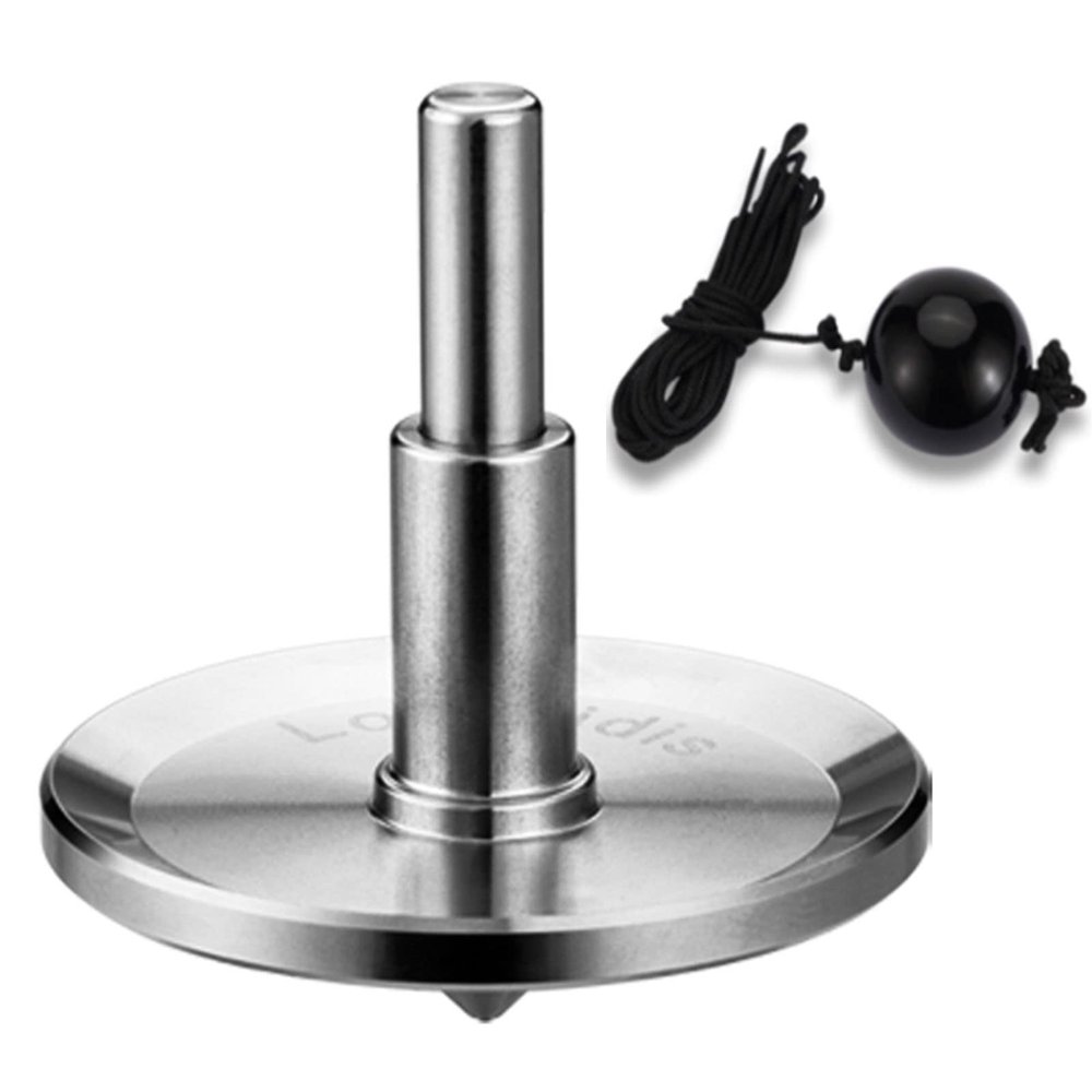 CHEETOP Rope Metal Spinning Top, High Performance Precision Stainless Steel Kill Time Anti-Gravity Perfect Balance Gyroscope, Spins Forever Exceed 10 Minutes Relieve Stress Desktop Toy (Silver)