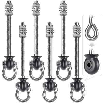 Dolibest Set of 6 Permanent Antirust Stainless Steel 304 Heavy Duty Swing Hangers, Playground Porch Yoga Seat,for Wood and Steel Beam Yoga Hammock Chair Punching 1500LB Capacity,180 Swing,9.64''