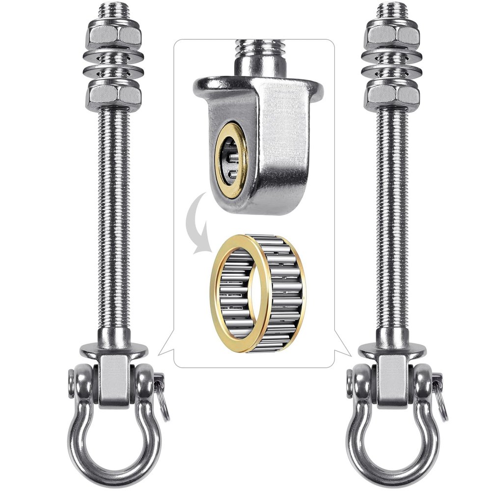Dolibest Swing Hangers with Bearing - 2 Pack Stainless Steel 304 Hardware Hooks for Wood & Metal Beams, Ideal for Hanging Hammocks, Yoga Swings, Porch Swing, Boxing Bag 1500 LB Capacity -5''x M2/5''
