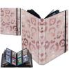 BREIDMKFM Trading Card Binder with 30 Sleeves, 4 Pocket Waterproof Card Book Holder Fits 240 Cards for Trading Cards, Football Cards, Pet Picture, Side Loading, Pink Leopard view 1