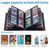 BREIDMKFM Trading Card Binder with 30 Sleeves, 4 Pocket Waterproof Card Book Holder Fits 240 Cards for Trading Cards, Football Cards, Pet Picture, Side Loading, Pink Leopard view 3
