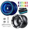 MAGICYOYO Responsive Yoyos for Kids Beginners, Pro Yoyo 2 Pack, Dual Funtion Metal Yo yo V3 + Plastic Yo-yos K1 Plus with 12 Yo yo Strings, 2 Holes Yoyos Case, Yo-Yo Accessory Kit (V3 Black + K1 Blue) view 1