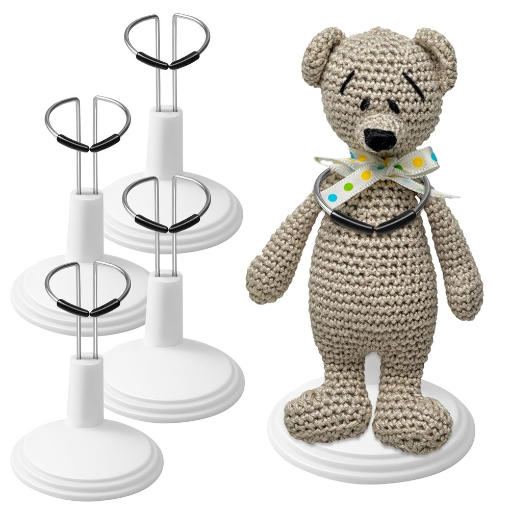 TOYANDONA 4 Pcs Action Figure Stand, Doll Stands Display Holder, Adjustable Doll Bracket Support for 6-8 Inches Dolls, Creative Bear Stand for Home Shop