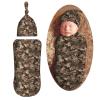 AuHomea Hunting Camo Leaves Newborn Swaddle Blanket with Beanie Set Soft Baby Sleep Sack Stretch Adjustable Swaddle Wraps Receiving Blankets view 1