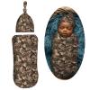 AuHomea Hunting Camo Leaves Newborn Swaddle Blanket with Beanie Set Soft Baby Sleep Sack Stretch Adjustable Swaddle Wraps Receiving Blankets view 2