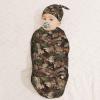 AuHomea Hunting Camo Leaves Newborn Swaddle Blanket with Beanie Set Soft Baby Sleep Sack Stretch Adjustable Swaddle Wraps Receiving Blankets view 3