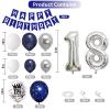 18th Birthday Decorations for Boys Blue Silver Balloons Garland Arch Kit with Number Foil Confetti Balloon Happy Birthday Bunting Banner Navy Blue Silver Party Decor for 18 Years Old Girls Anniversary view 2