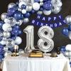 18th Birthday Decorations for Boys Blue Silver Balloons Garland Arch Kit with Number Foil Confetti Balloon Happy Birthday Bunting Banner Navy Blue Silver Party Decor for 18 Years Old Girls Anniversary view 3