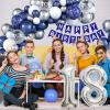 18th Birthday Decorations for Boys Blue Silver Balloons Garland Arch Kit with Number Foil Confetti Balloon Happy Birthday Bunting Banner Navy Blue Silver Party Decor for 18 Years Old Girls Anniversary view 4