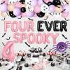 Jollyboom Four Ever Spooky Birthday Decorations, Halloween 4th Birthday Party Decorations Girl Pink and Purple Balloon Garland Kit Number 4 Balloon Spider Stickers for Girl 4th Bday Party view 2