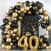40th Birthday Decorations for Men Black and Gold Balloons Garland Arch Kit with Number 40 Foil Confetti Balloons Happy Birthday Bunting Banner Black Gold Party Decor for 40 Years Old Women Anniversary view 1