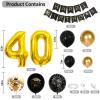 40th Birthday Decorations for Men Black and Gold Balloons Garland Arch Kit with Number 40 Foil Confetti Balloons Happy Birthday Bunting Banner Black Gold Party Decor for 40 Years Old Women Anniversary view 2