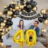 40th Birthday Decorations for Men Black and Gold Balloons Garland Arch Kit with Number 40 Foil Confetti Balloons Happy Birthday Bunting Banner Black Gold Party Decor for 40 Years Old Women Anniversary view 4