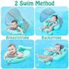 AnjeeIOT Mambobaby Float with Canopy Baby Float Non-Inflatable Baby Pool Float Solid Swimming Float Upgraded Add Tail Never Flip Over for Infant 3-24 Months, Pink view 3