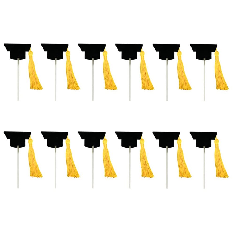 12pcs Graduation Cap Cake Toppers Chic Graduation for Cakes for Celebrating Graduates Fun